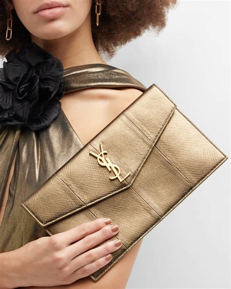 ysl metallic gold clutch|ysl uptown clutch sale.